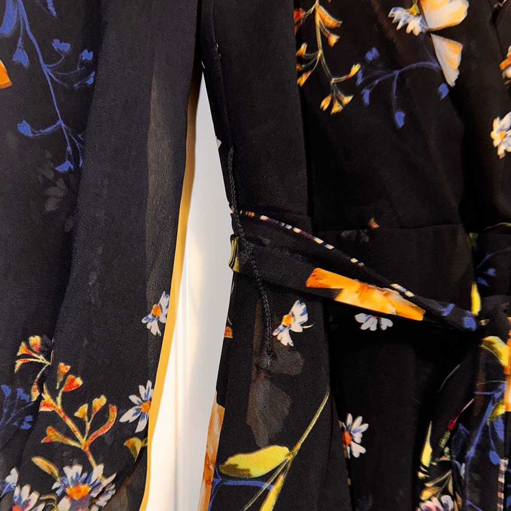 Dark Blue, Floral, DKNY, Midi Dress. - Picture 3 of 9